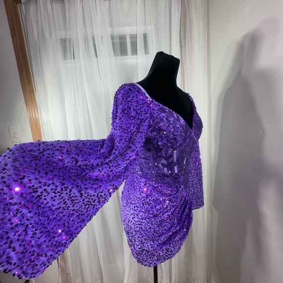 Glamorous Purple Long Sleeve Dress - Picture 12 of 14